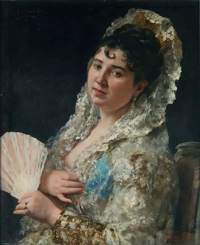 A portrait of a Spanish lady with a fan